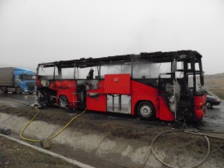 На Ставрополье загорелся рейсовый пассажирский автобус